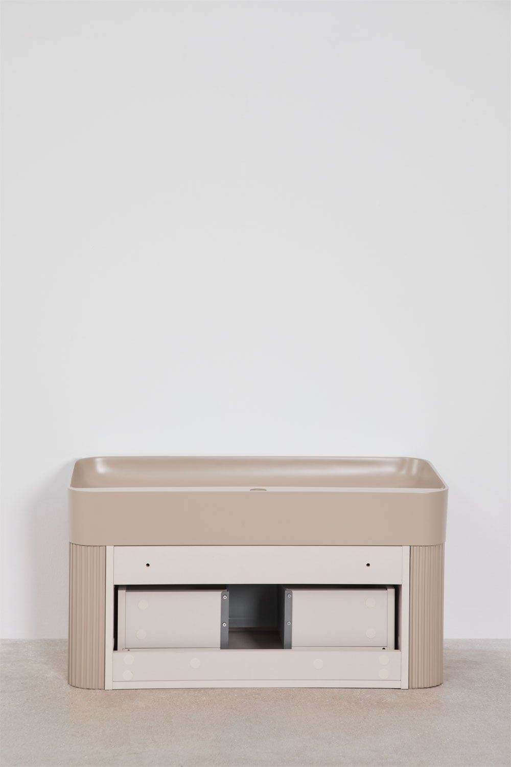 Conjunto de mueble de baño 80x40 cm suspendido en madera con lavabo integrado Saioa, imagen de galer&iacute;a 7