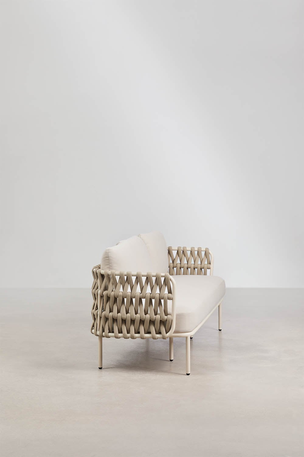 Sofá de jardín de 3 plazas en aluminio y cuerda trenzada Tevary, imagen de galer&iacute;a 5