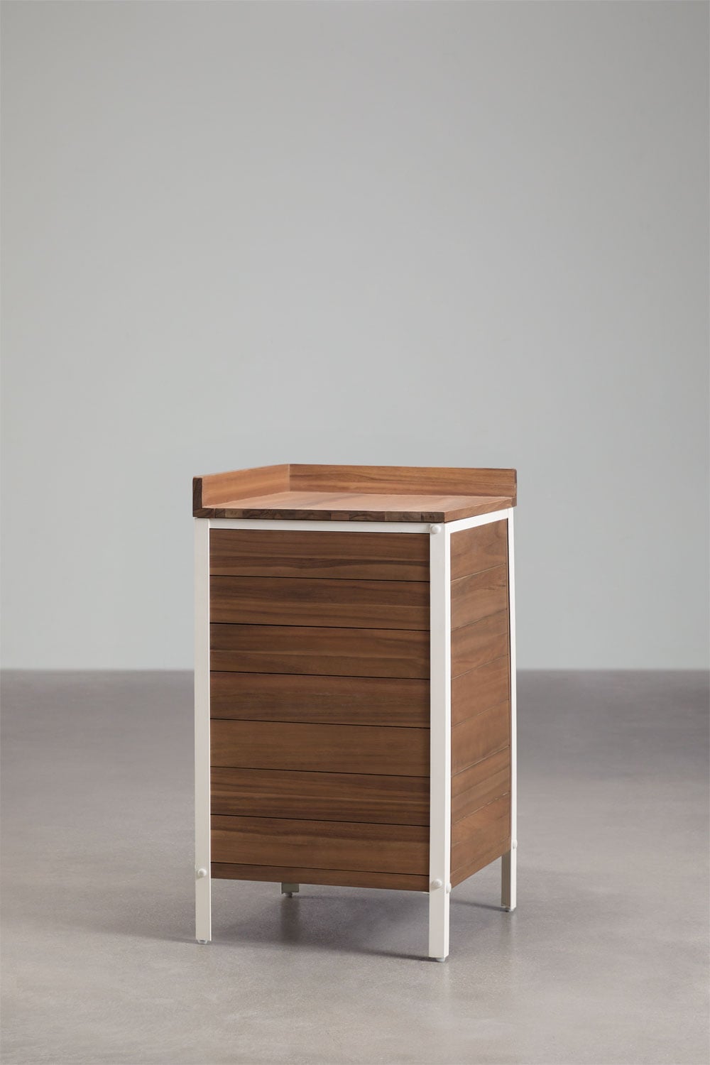 Módulo de almacenaje esquinero para cocina modular de exterior en madera de acacia y aluminio Reggie, imagen de galer&iacute;a 4