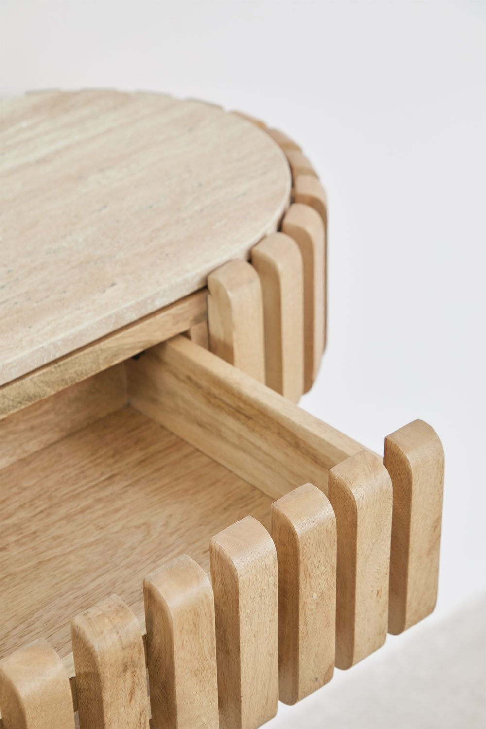 Consola recibidor de pared 90x40 cm en madera de mango y piedra natural Bytum, imagen de galer&iacute;a 5