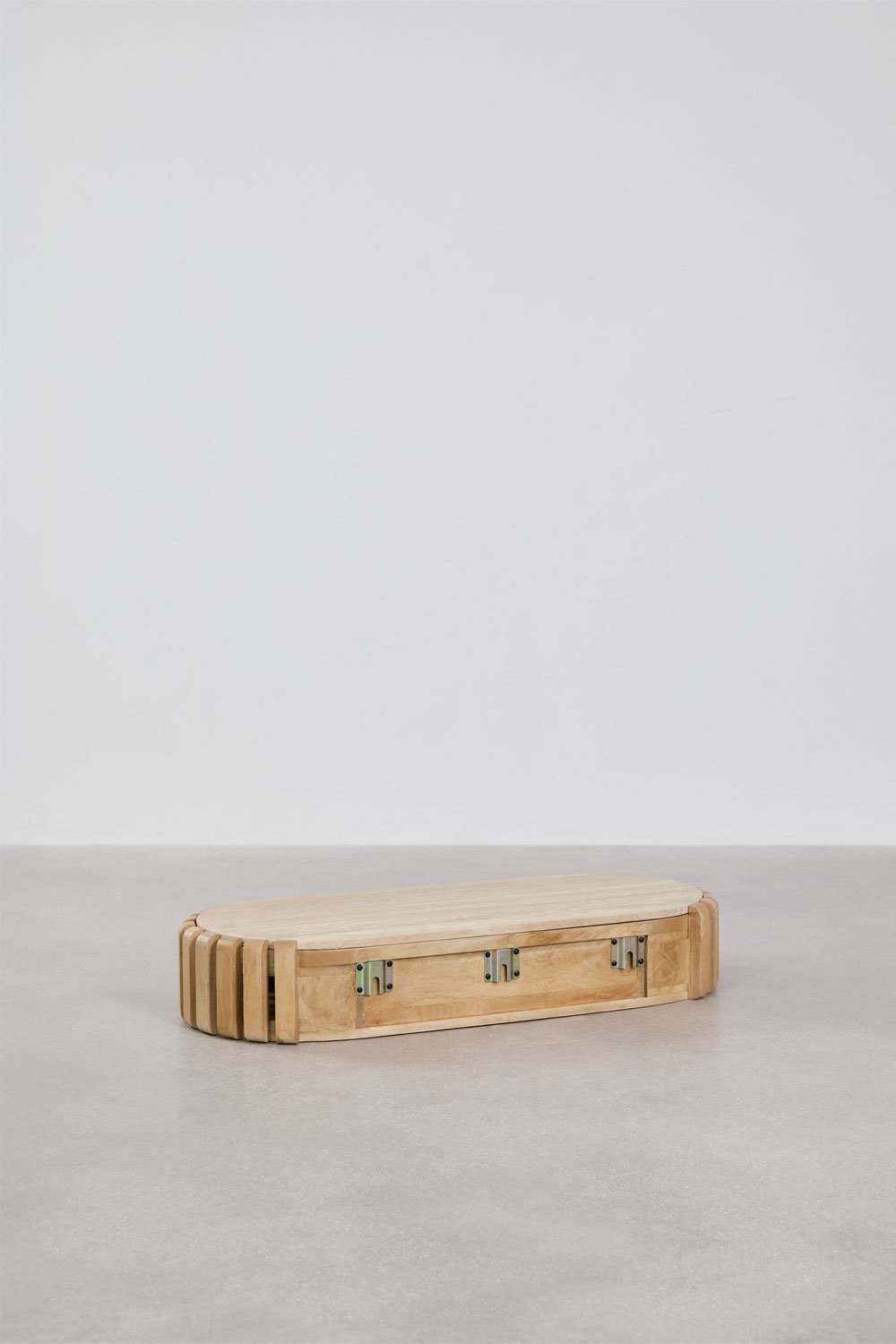 Consola recibidor de pared 90x40 cm en madera de mango y piedra natural Bytum, imagen de galer&iacute;a 7