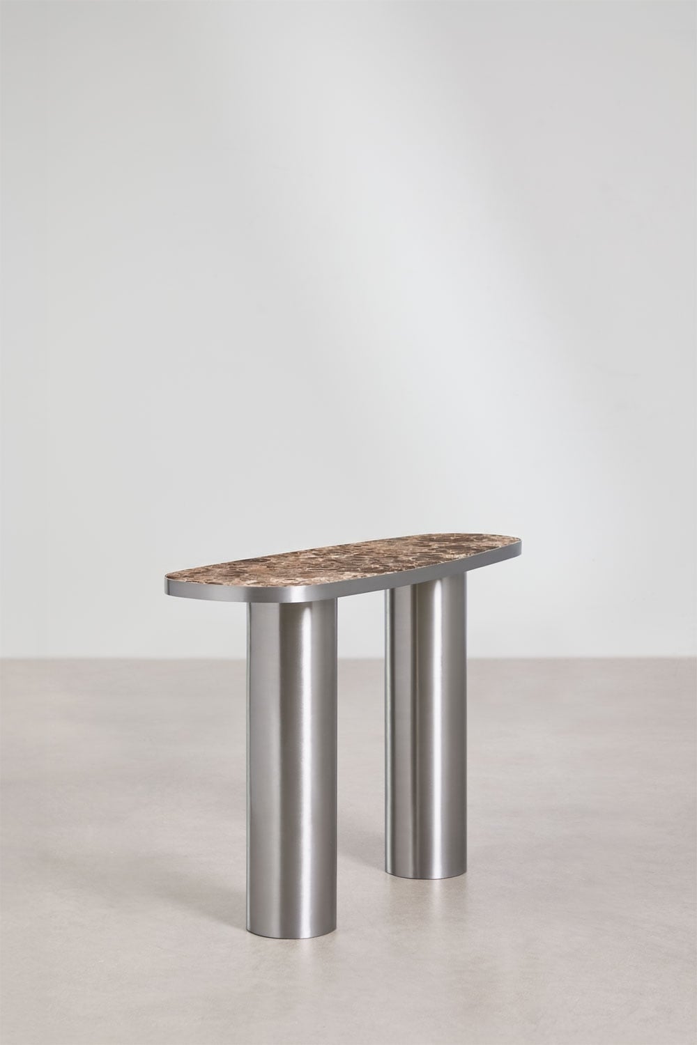 Consola recibidor ovalada 120x40 cm en piedra natural y acero inoxidable Fertrix , imagen de galer&iacute;a 4