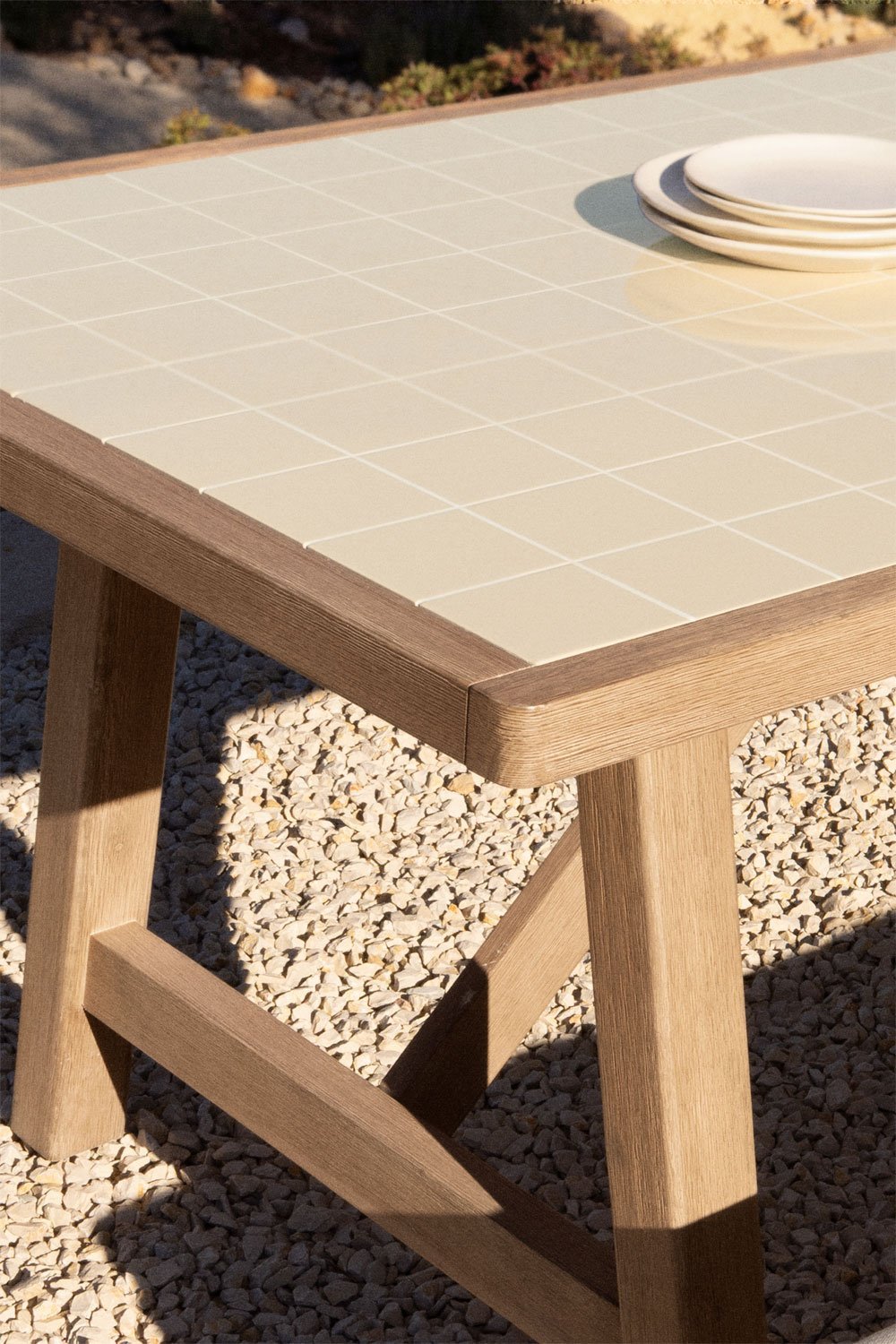 Mesa de jardín rectangular en madera de acacia Dubai, imagen de galer&iacute;a 2