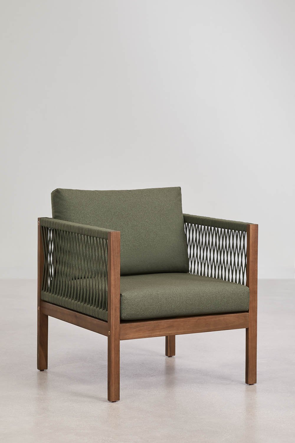 Conjunto de salón con sofá modular de 3 piezas con reposabrazos, sillón y mesa de centro en madera de acacia Branson , imagen de galer&iacute;a 7