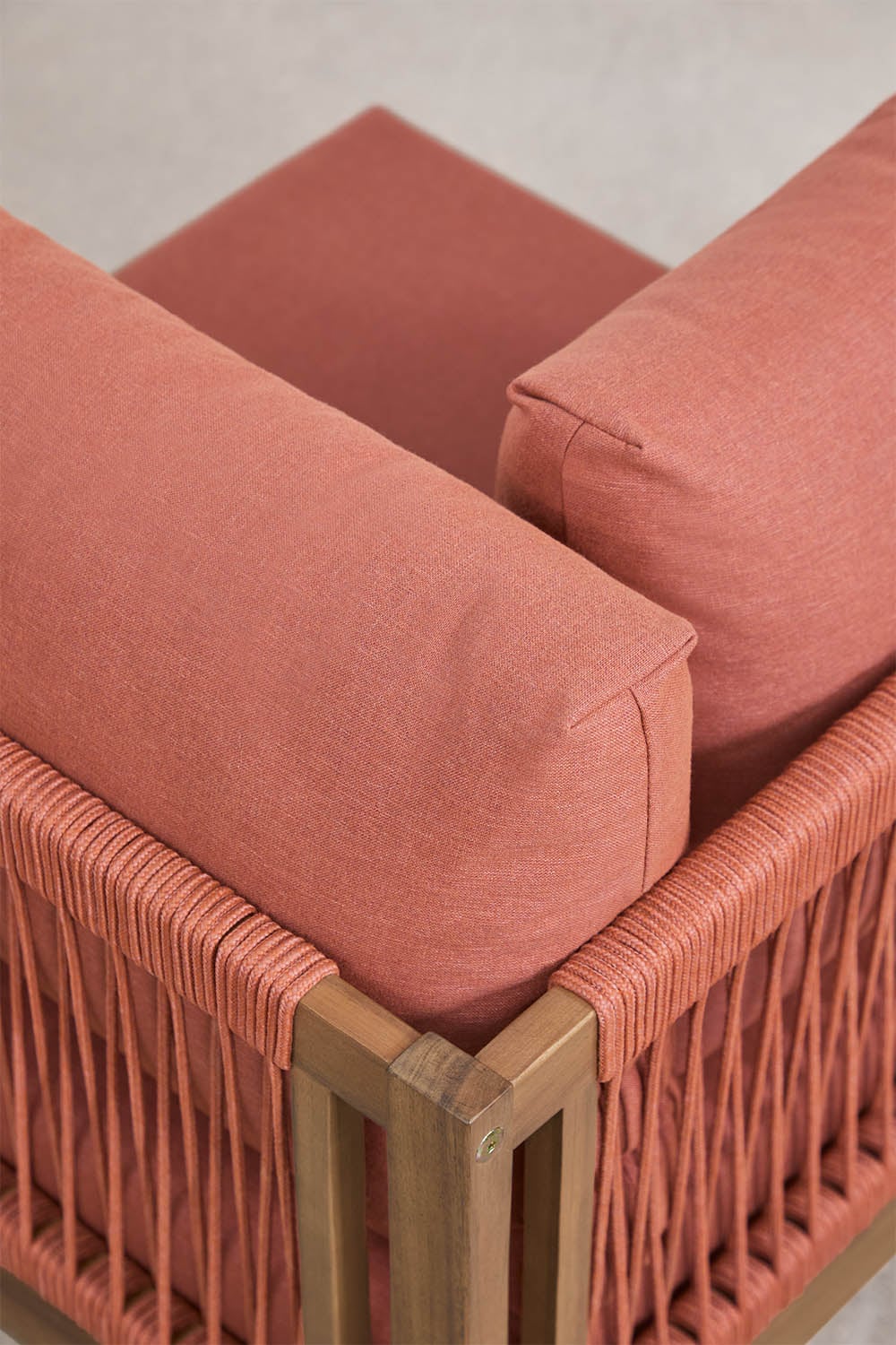 Conjunto de jardín con sofá modular de 3 piezas con reposabrazos y sillón en madera de acacia Branson, imagen de galer&iacute;a 2