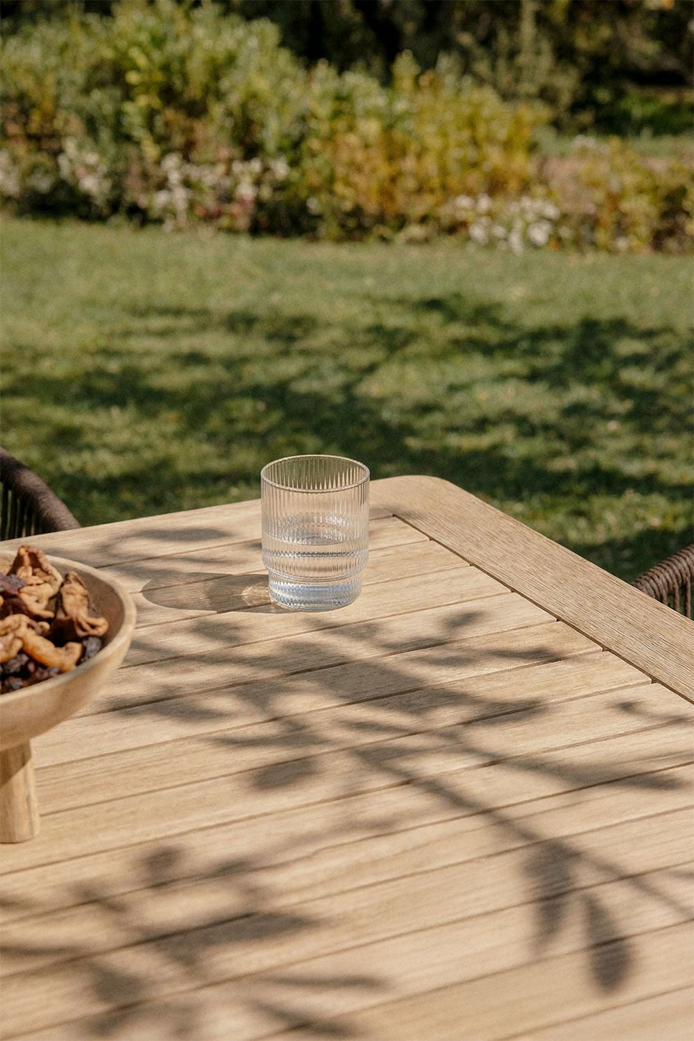 Set de mesa 100-160x100 cm extensible Karvia y 4 sillas de jardín en madera de acacia y cuerda trenzada Capri , imagen de galer&iacute;a 2