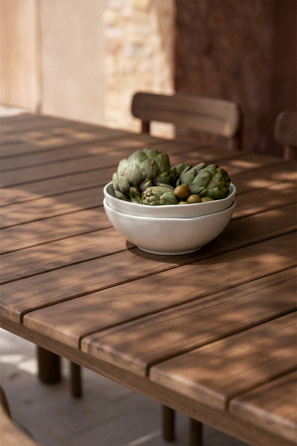 Mesa de jardín rectangular 250-310x105 cm extensible en madera de acacia Duala, imagen de galer&iacute;a 3