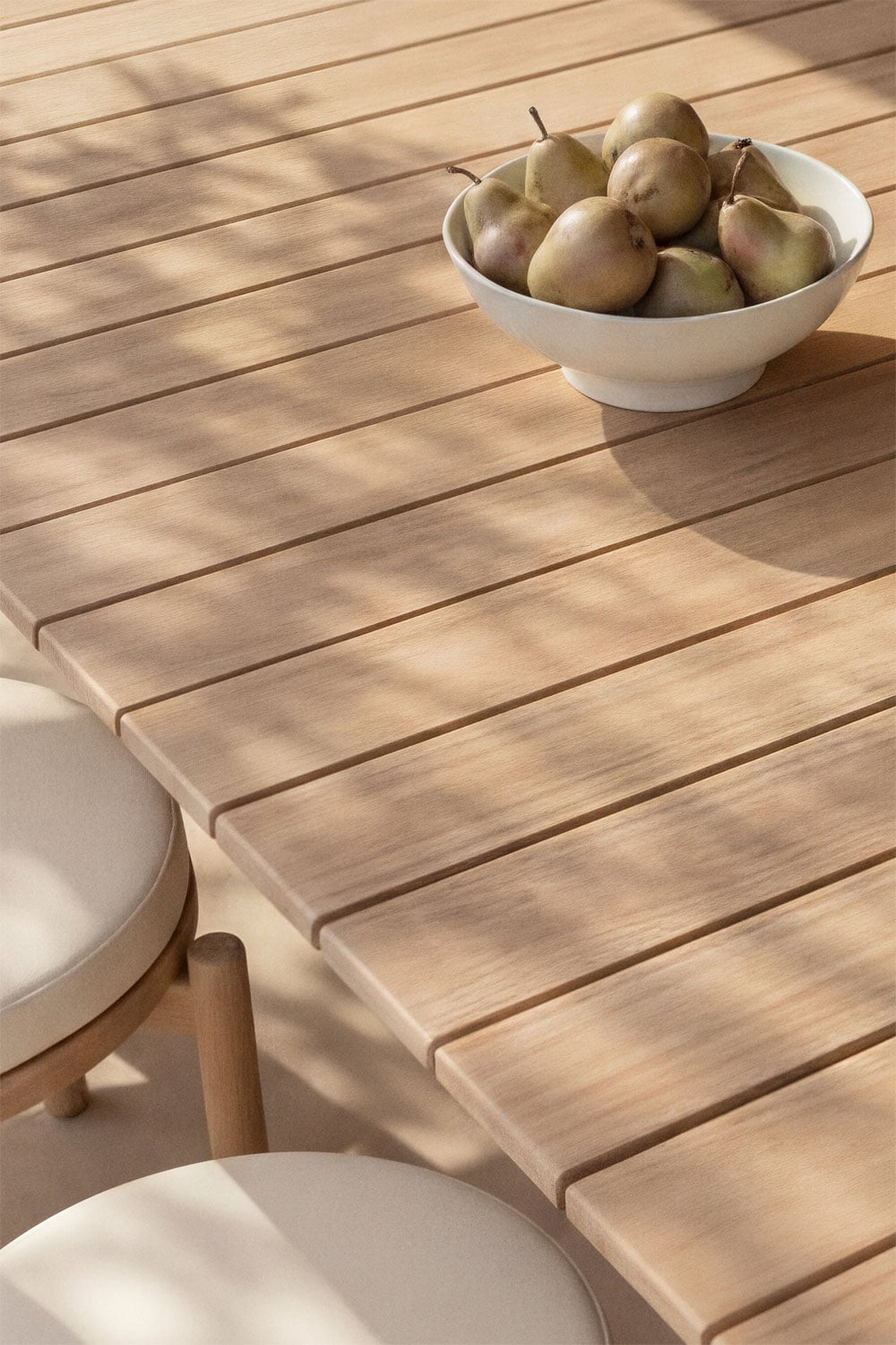 Set de mesa rectangular 250-310x105 cm extensible Duala y 12 sillas de jardín en madera de acacia Nualis, imagen de galer&iacute;a 2