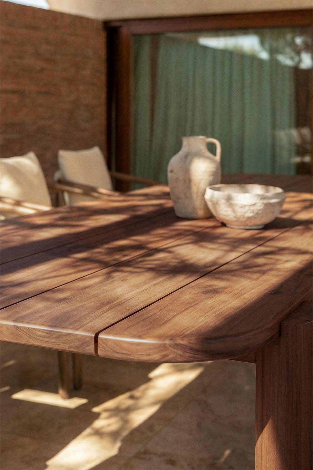 Mesa de jardín rectangular 260x115 cm en madera de acacia Vetra, imagen de galer&iacute;a 2