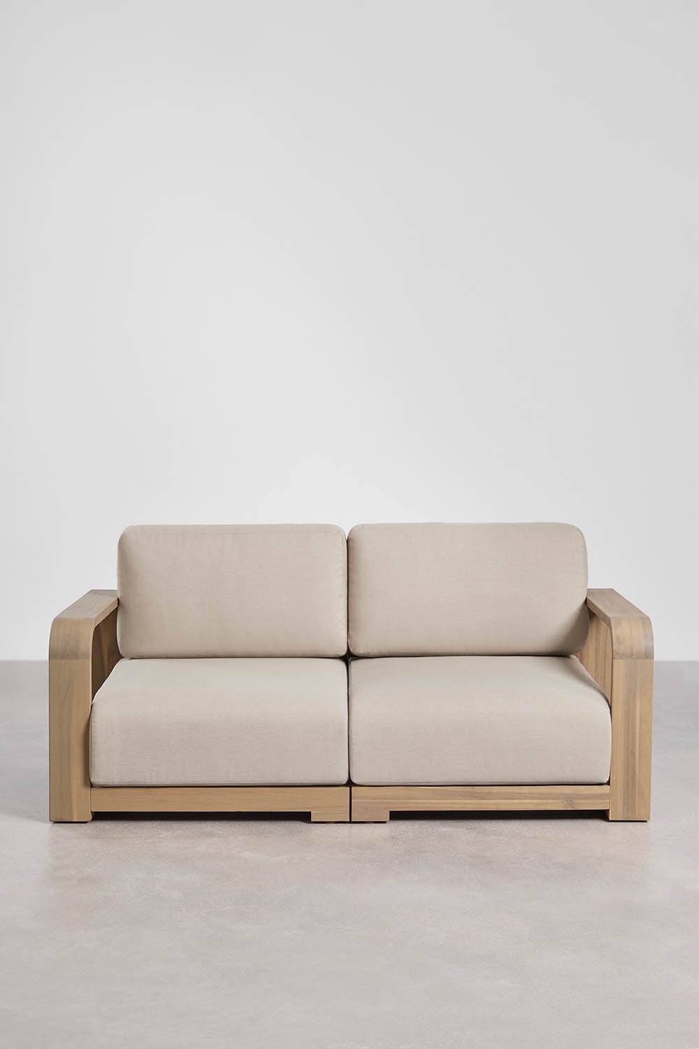 Sofá modular de jardín de 2 piezas con reposabrazos en madera de acacia Brivori , imagen de galer&iacute;a 3