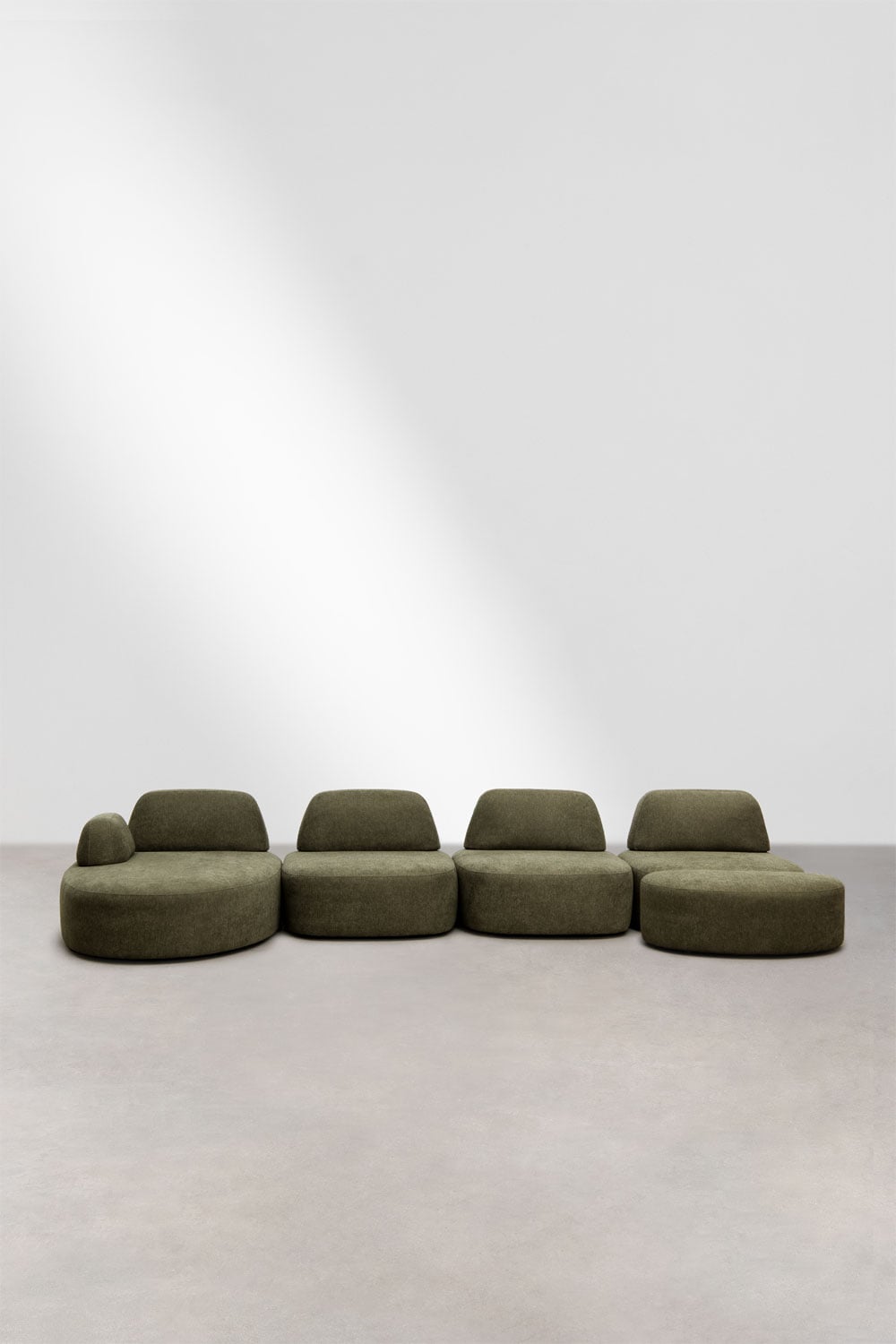 Sofá modular chaise longue izquierdo de 4 piezas y puff tapizado Giorgia , imagen de galer&iacute;a 3