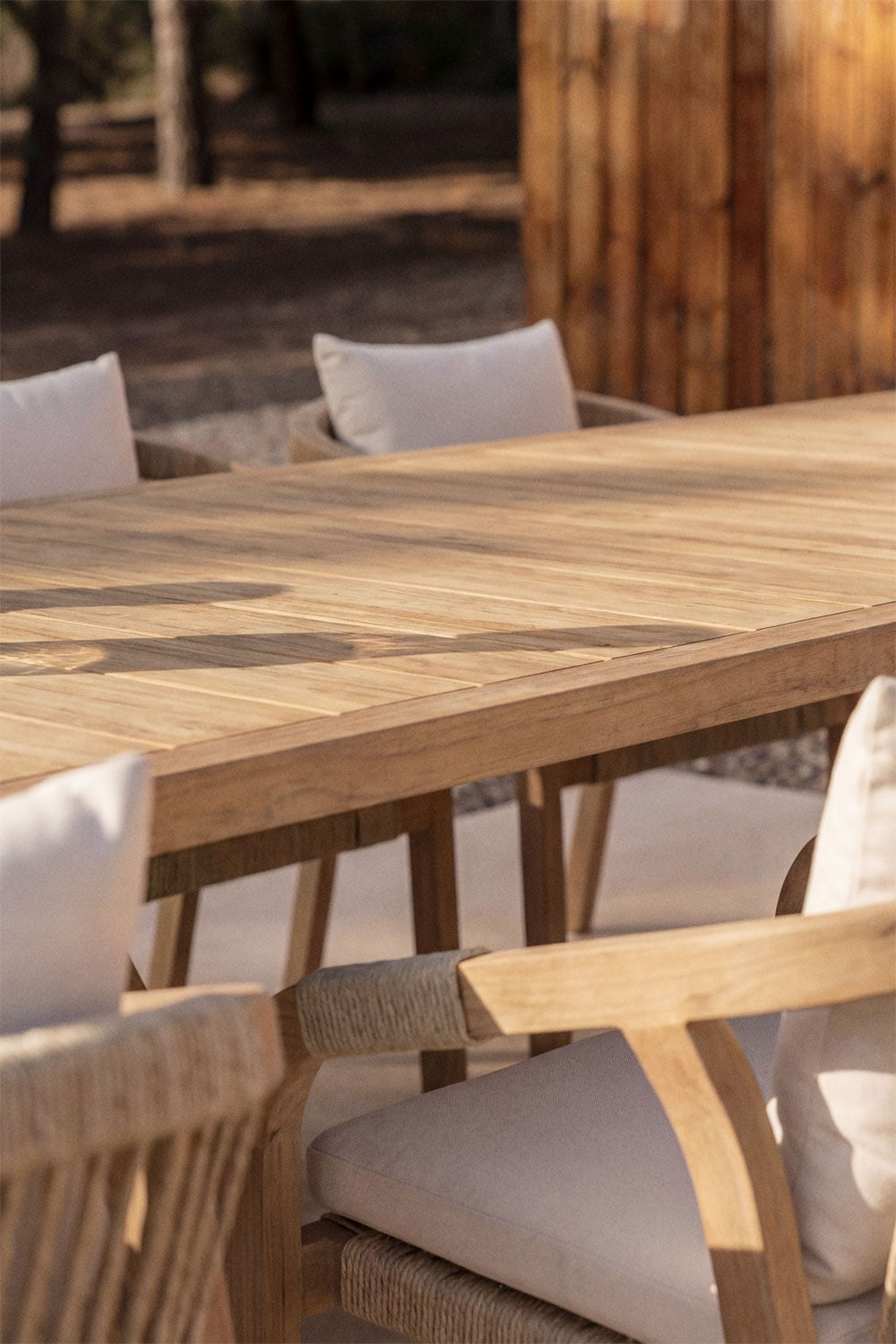 Mesa de jardín rectangular 300x100 cm en madera de acacia rústica Dubai, imagen de galer&iacute;a 2