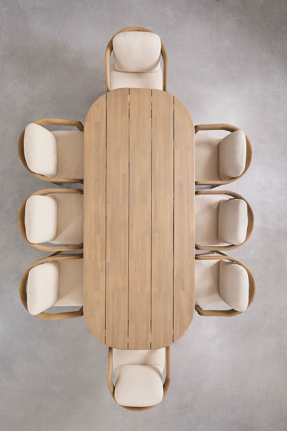 Set de mesa ovalada 240x100 cm y 8 sillas de jardín en madera de acacia Uleno, imagen de galer&iacute;a 10