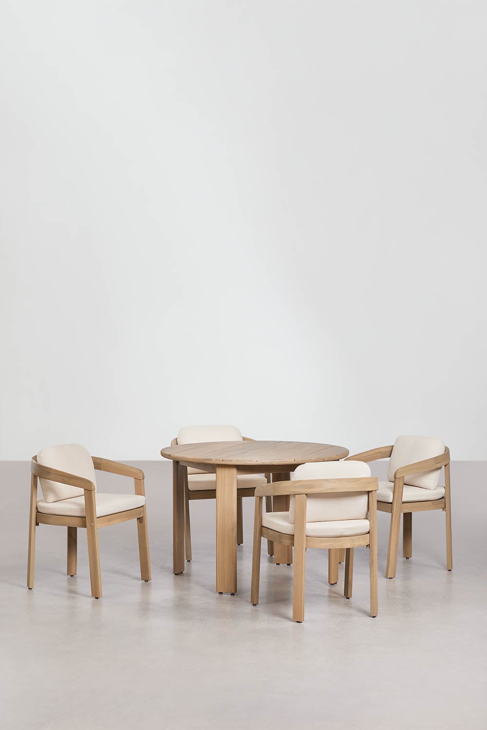 Set de mesa redonda Ø110 cm y 4 sillas de jardín en madera de acacia Uleno, imagen de galer&iacute;a 3