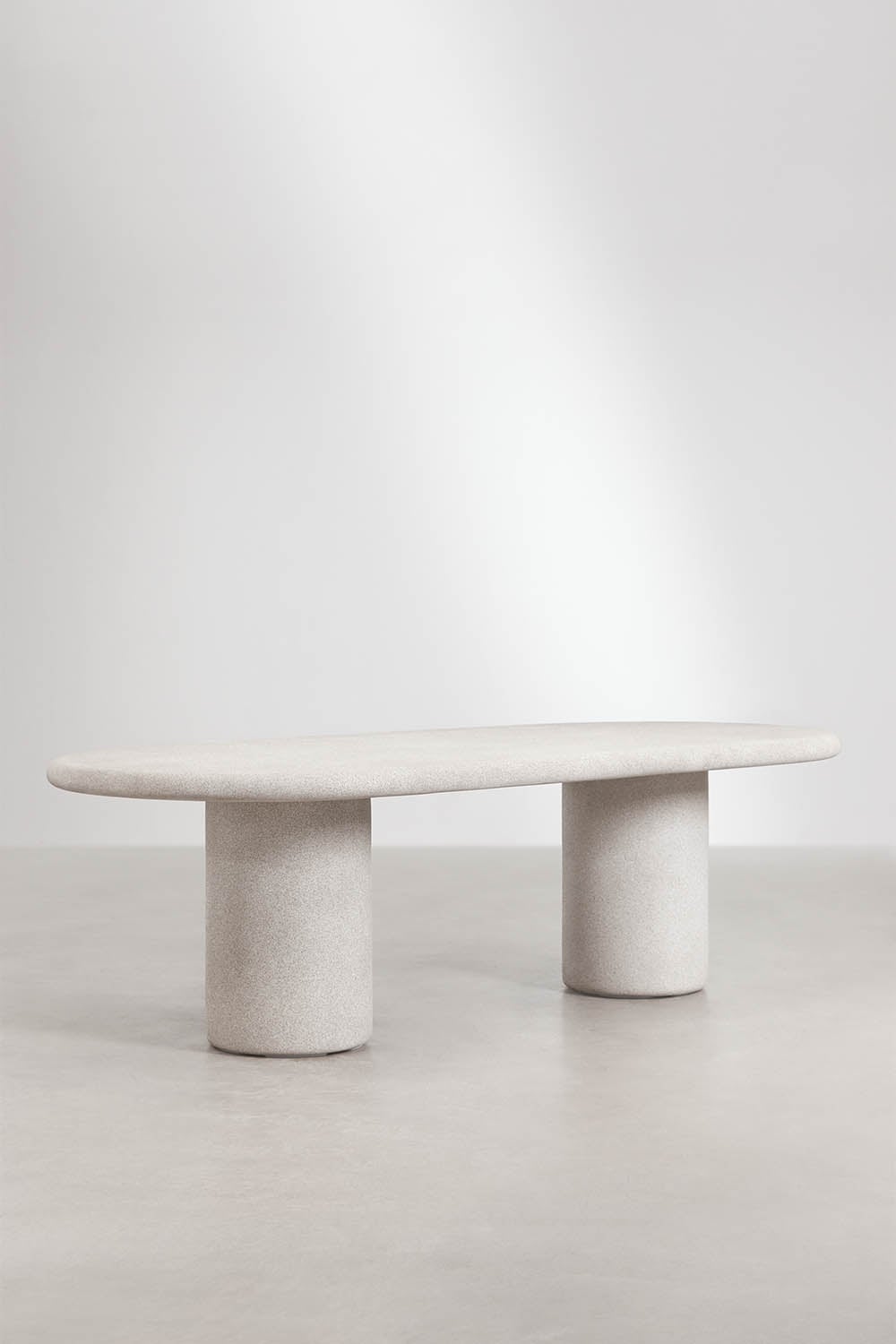 Set de mesa ovalada 260x110 cm en cemento Aurean y 10 sillas de director plegables de jardín en madera de acacia Olivia, imagen de galer&iacute;a 3