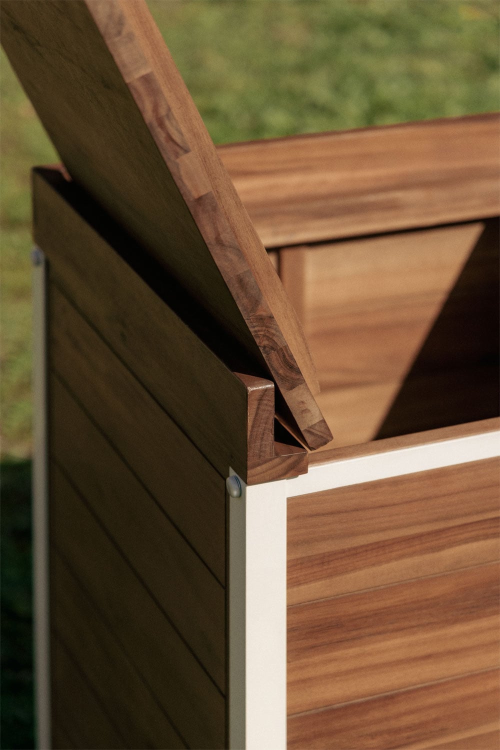 Módulo de almacenaje esquinero para cocina modular de exterior en madera de acacia y aluminio Reggie, imagen de galer&iacute;a 2