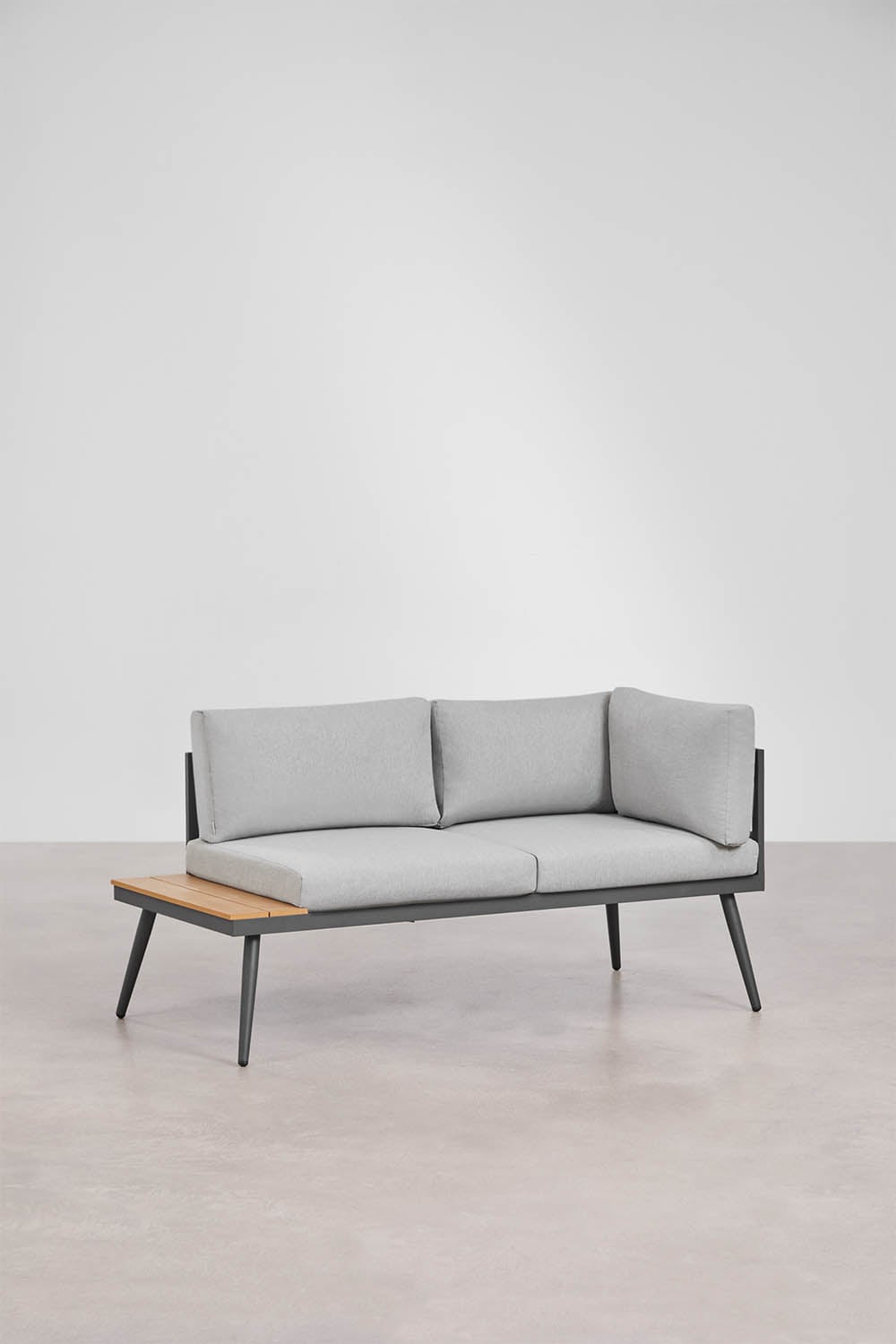 Conjunto de jardín con sofá esquinero de 4 plazas y mesa de centro en aluminio y madera Nadi, imagen de galer&iacute;a 5