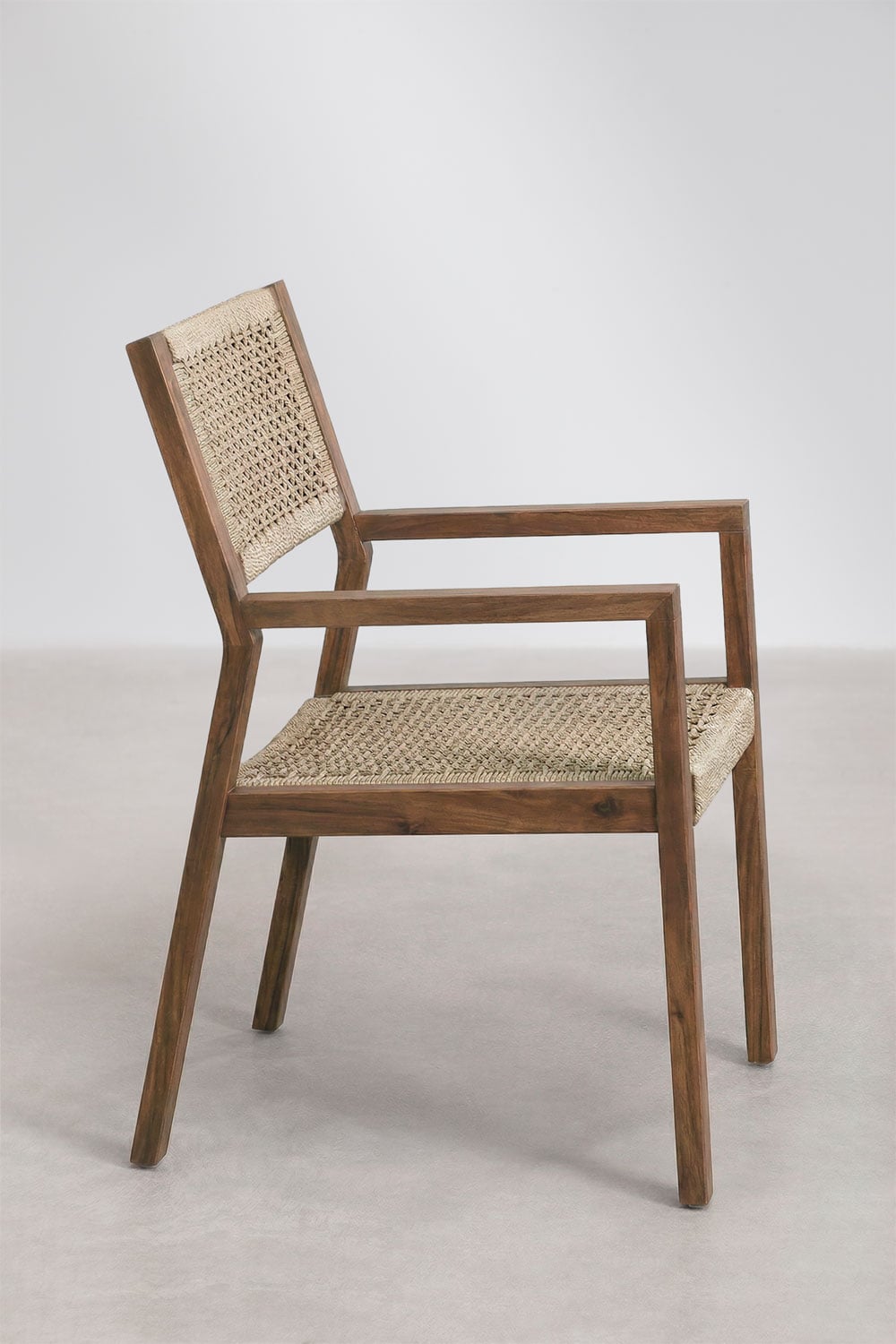 Silla de jardín con reposabrazos en madera de acacia y cuerda trenzada Tenay Square  , imagen de galer&iacute;a 3