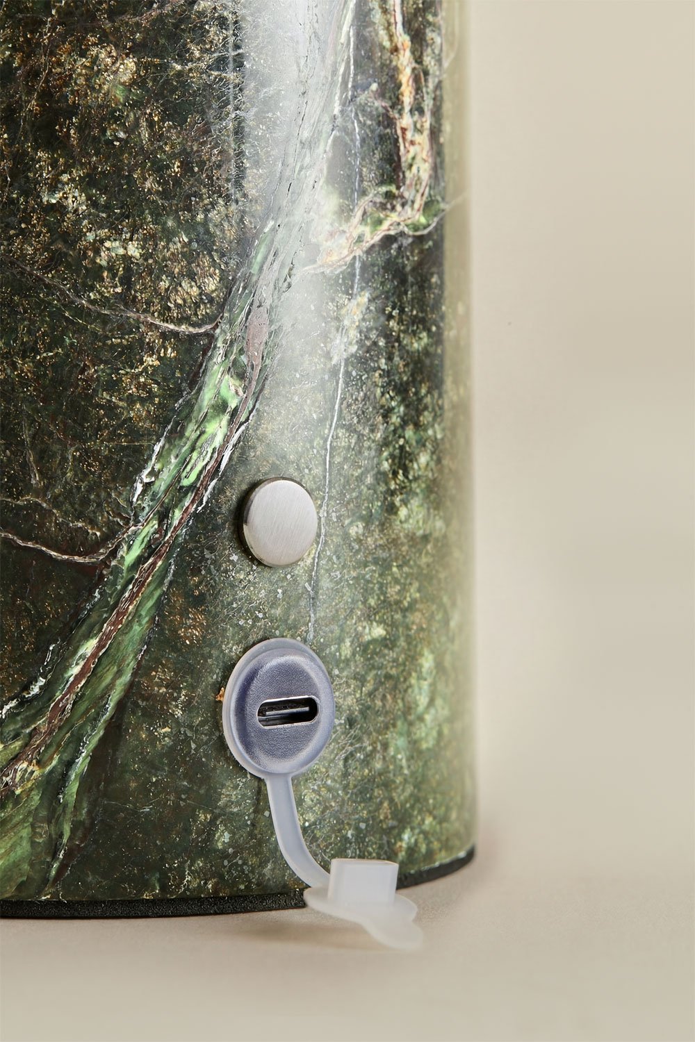 Lámpara de mesa LED inalámbrica para exterior en hierro y piedra natural Isasia, imagen de galer&iacute;a 7