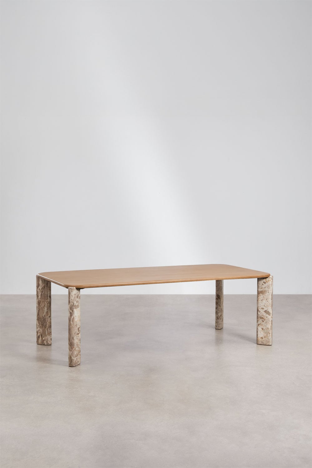 Mesa de comedor rectangular 230x110 cm en madera de mango y piedra natural Andeca, imagen de galer&iacute;a 3