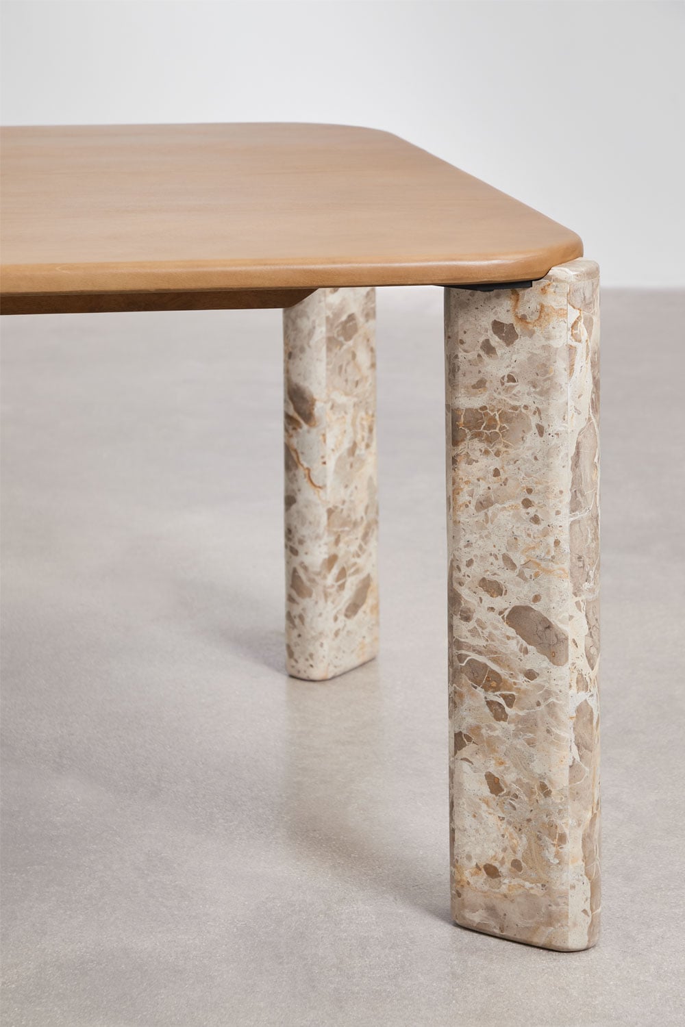 Mesa de comedor rectangular 230x110 cm en madera de mango y piedra natural Andeca, imagen de galer&iacute;a 5