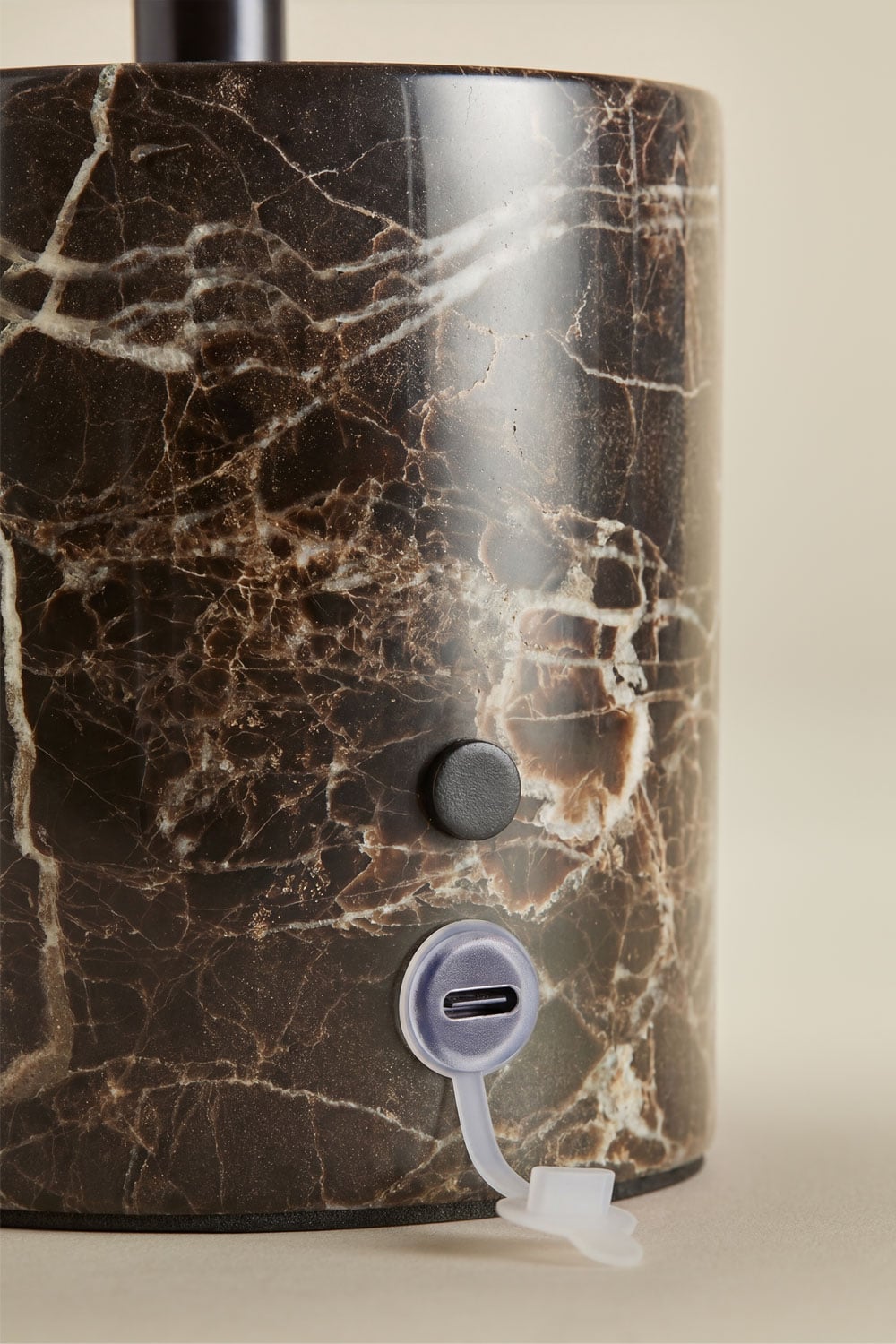 Lámpara de mesa LED inalámbrica en hierro y piedra natural Nicolas, imagen de galer&iacute;a 4