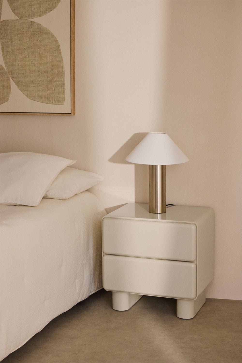 Mesita de noche rectangular con dos cajones en MDF Sheila , imagen de galer&iacute;a 6