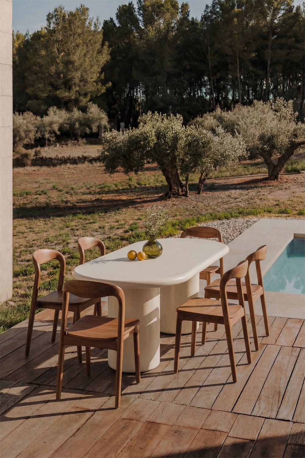 Mesa de jardín ovalada 220x100 cm en cemento Namara, imagen de galer&iacute;a 1