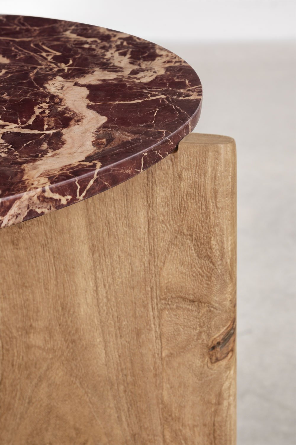 Mesa de centro redonda en piedra natural y madera de mango Lavinia , imagen de galer&iacute;a 4