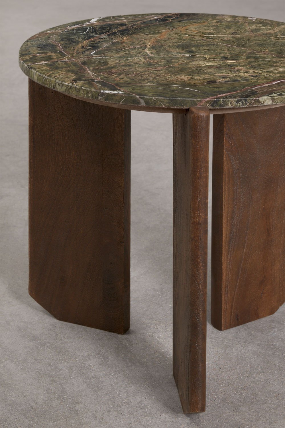 Mesa de centro redonda en piedra natural y madera de mango Lavinia , imagen de galer&iacute;a 3
