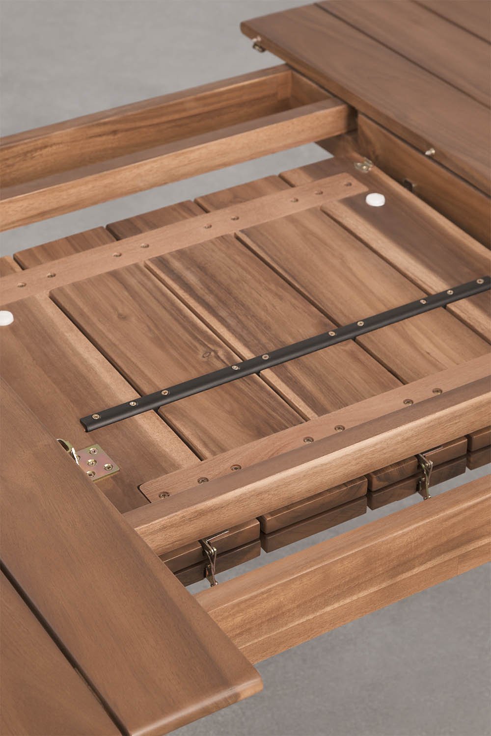 Set de mesa rectangular 250-310x105 cm extensible Duala y 8 sillas de jardín en madera de acacia y cuerda trenzada Karvia, imagen de galer&iacute;a 5