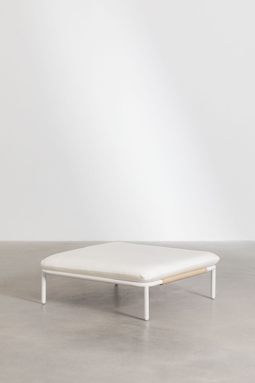 Conjunto de jardín con sofá modular de 3 piezas con 2 módulos esquineros y puff en acero Roubly, imagen de galer&iacute;a 7