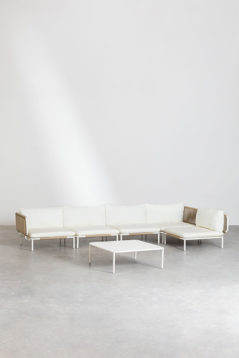 Sofá modular de jardín rinconera de 5 piezas y mesa de centro Roubly , imagen de galer&iacute;a 3