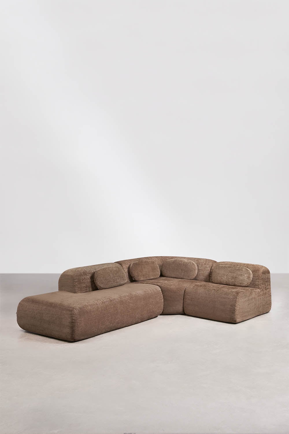 Sofá modular rinconera de 3 piezas con diván izquierdo en chenilla envasado al vacío Merida, imagen de galer&iacute;a 1