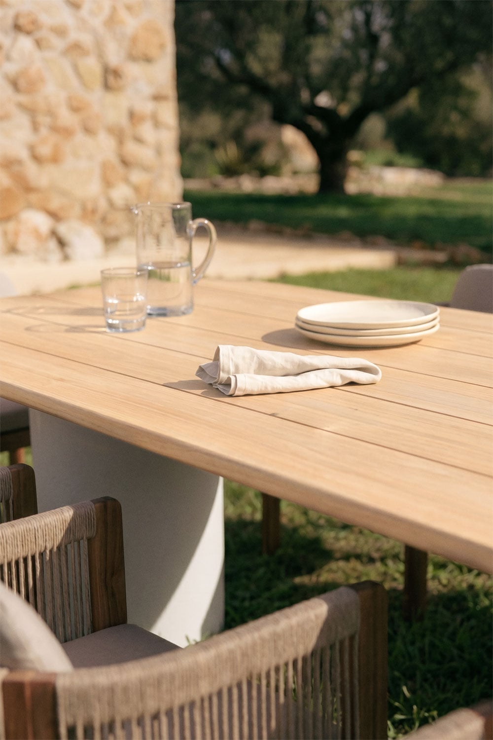 Mesa de jardín rectangular 270x110 cm en madera de acacia Leighton, imagen de galer&iacute;a 2