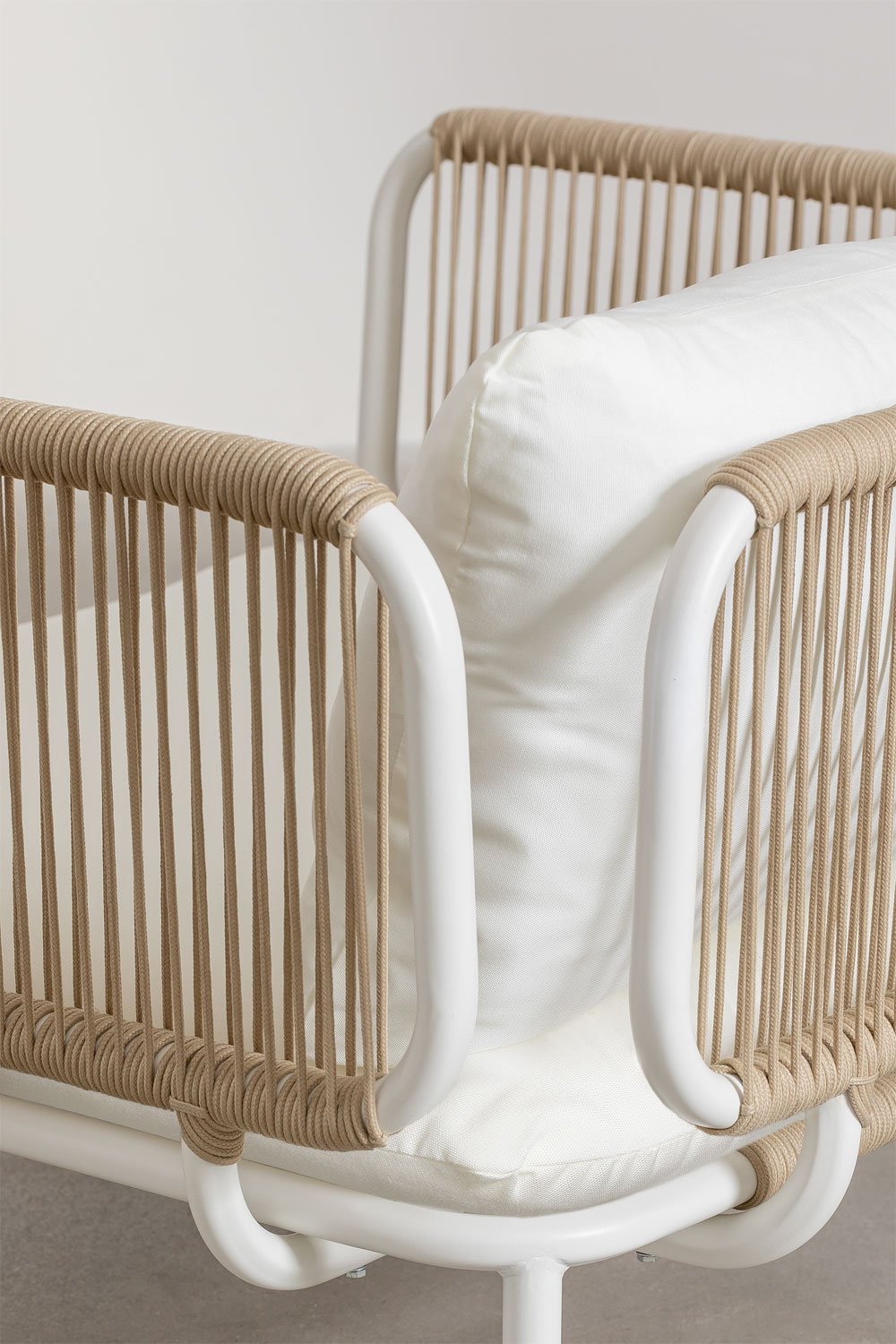 Sofá modular de jardín de 3 piezas con 2 sillones esquineros, puff y sillón Roubly, imagen de galer&iacute;a 6