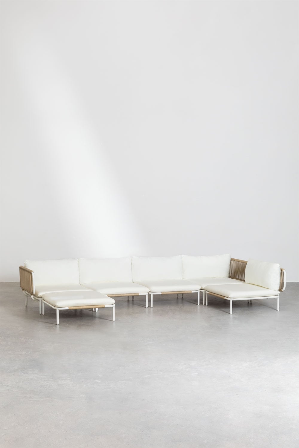 Sofá modular de jardín rinconera de 5 piezas y puff Roubly , imagen de galer&iacute;a 2