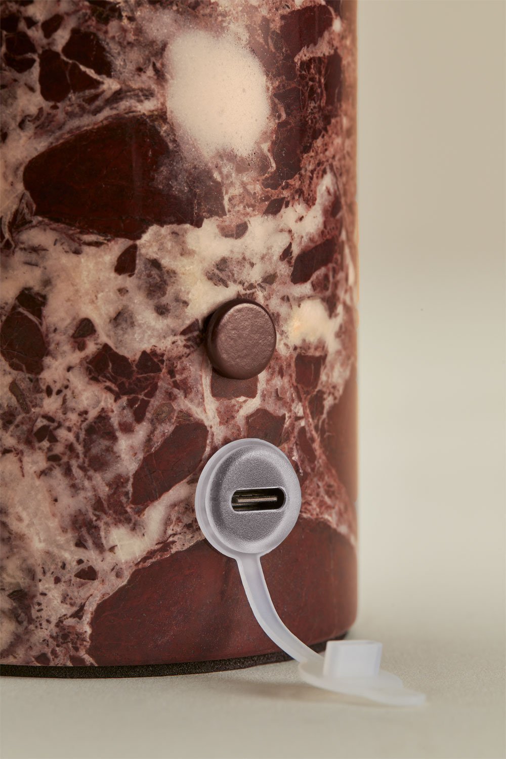Lámpara de mesa LED inalámbrica para exterior en hierro y piedra natural Isasia, imagen de galer&iacute;a 7