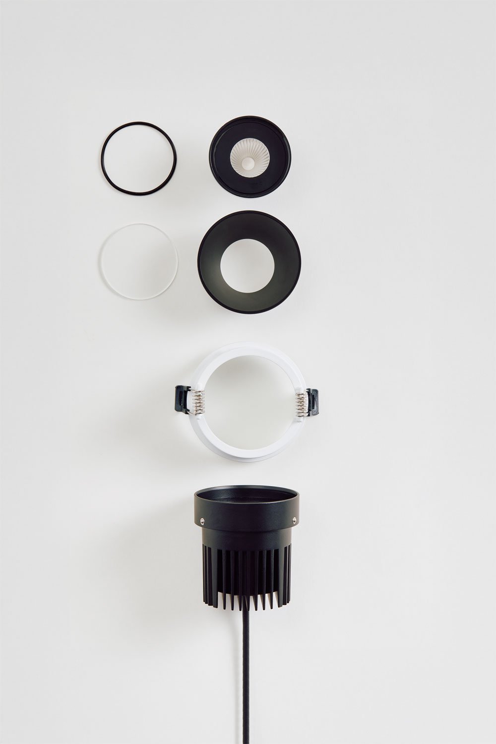 Pack de 3 downlights LED empotrables con marcos redondos Ø7 cm para exterior en aluminio Luisiana, imagen de galeria 6