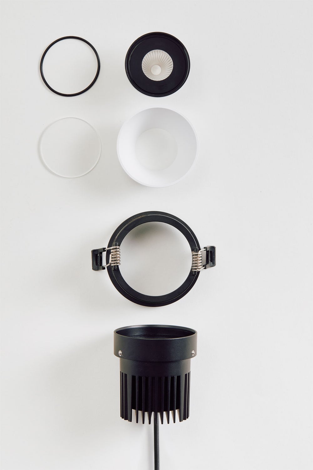 Pack de 3 downlights LED empotrables con marcos redondos Ø8 cm para exterior en aluminio Luisiana, imagen de galeria 6