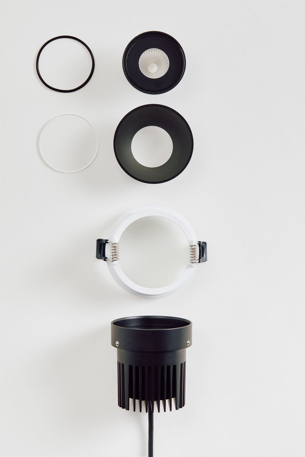Pack de 4 downlights LED empotrables con marcos redondos Ø8 cm para exterior en aluminio Luisiana, imagen de galeria 6