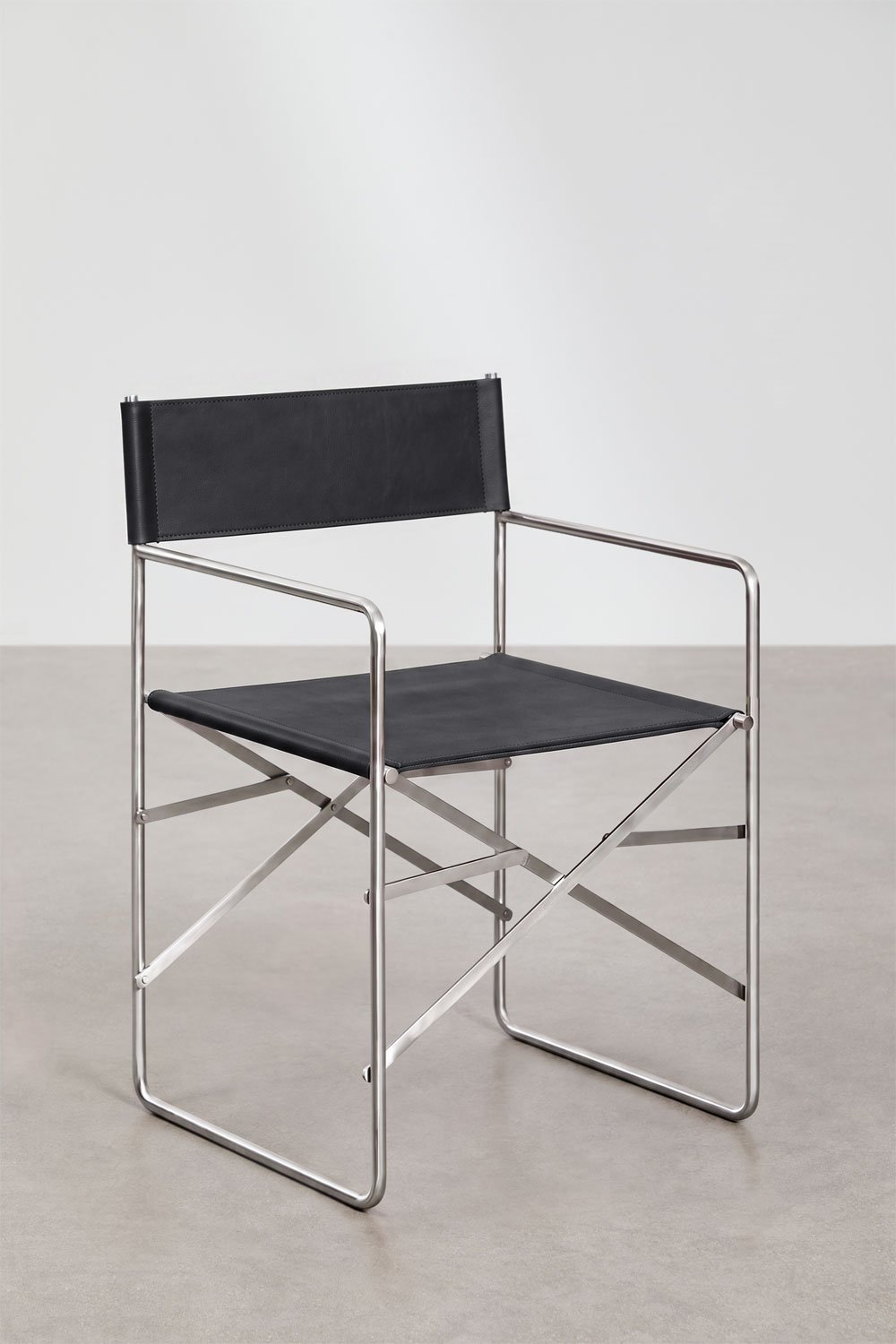 Silla de director plegable en piel y acero inoxidable Dravena , imagen de galer&iacute;a 3