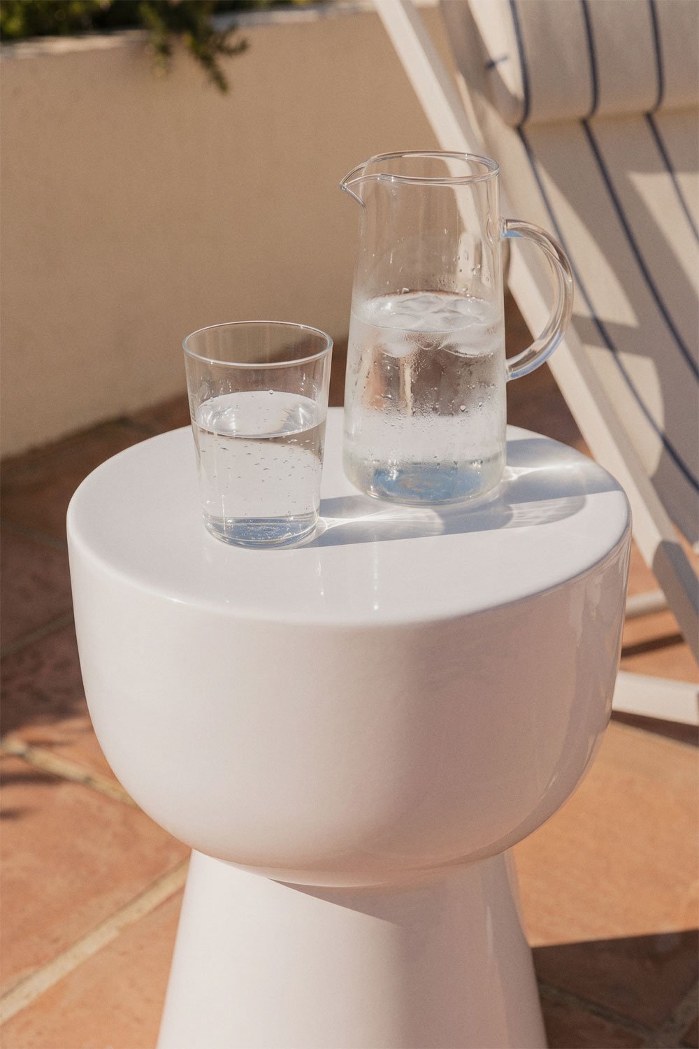 Mesa auxiliar para jardín redonda Ø35 cm en dolomita Kaly, imagen de galer&iacute;a 2