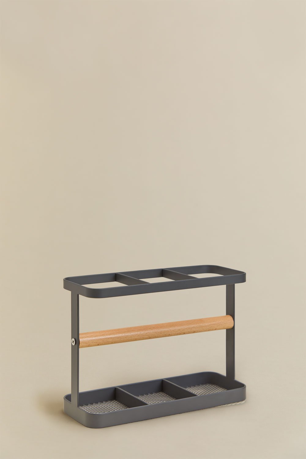 Organizador de utensilios de cocina en hierro y madera de caucho Celine, imagen de galer&iacute;a 3