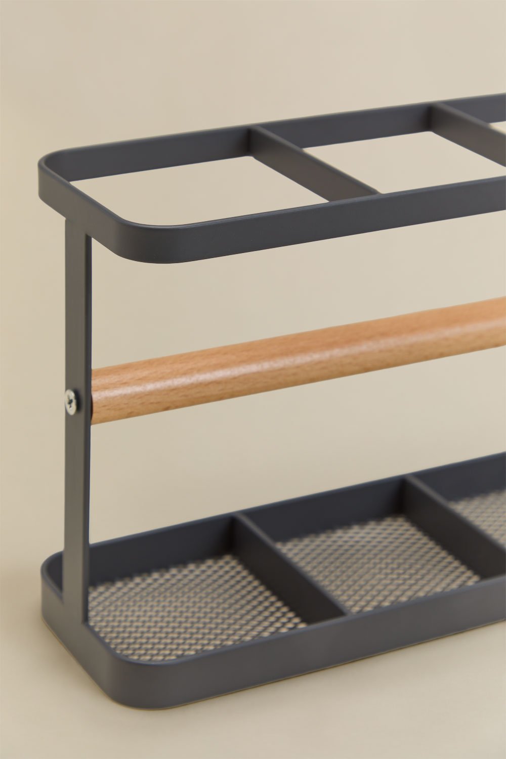 Organizador de utensilios de cocina en hierro y madera de caucho Celine, imagen de galer&iacute;a 6