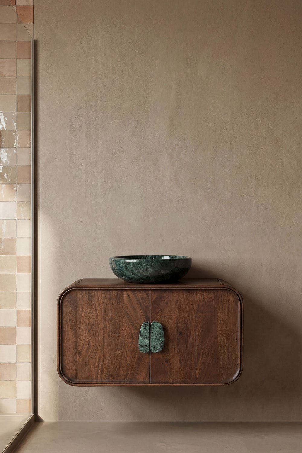 Conjunto de mueble de baño en madera de mango y piedra natural Kivalina, imagen de galer&iacute;a 1