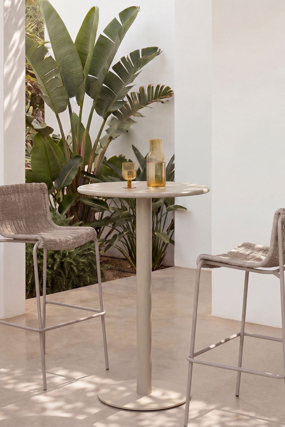 Mesa alta de jardín redonda Ø60 cm en hierro Mizzi, imagen de galer&iacute;a 1
