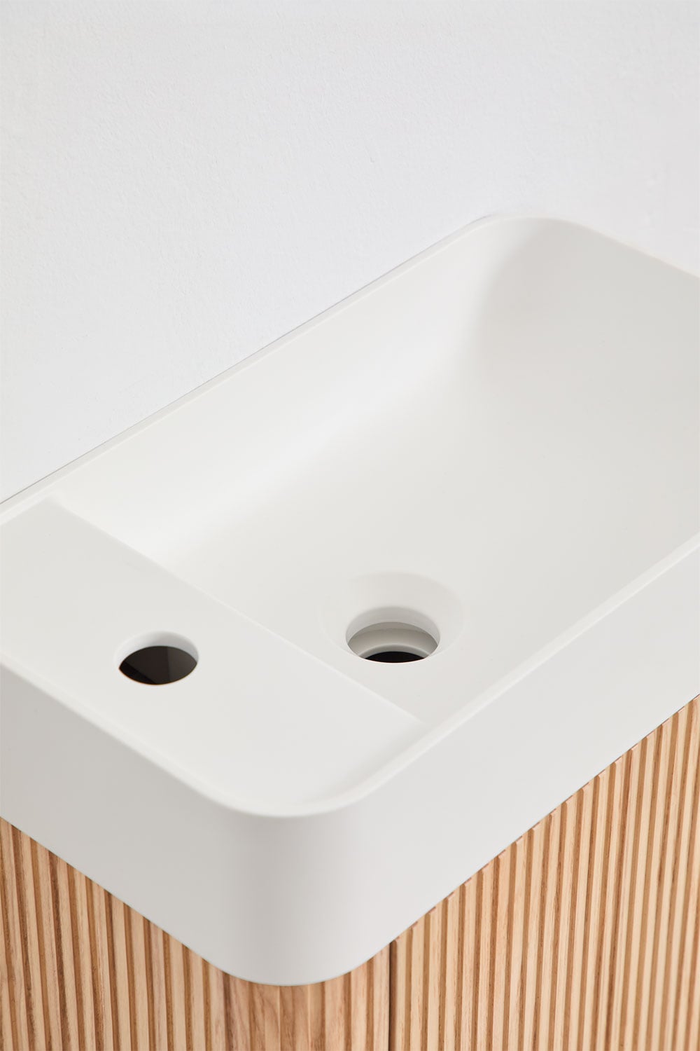 Conjunto de mueble de baño suspendido 45x25 cm en madera con lavabo integrado Aizea, imagen de galer&iacute;a 3