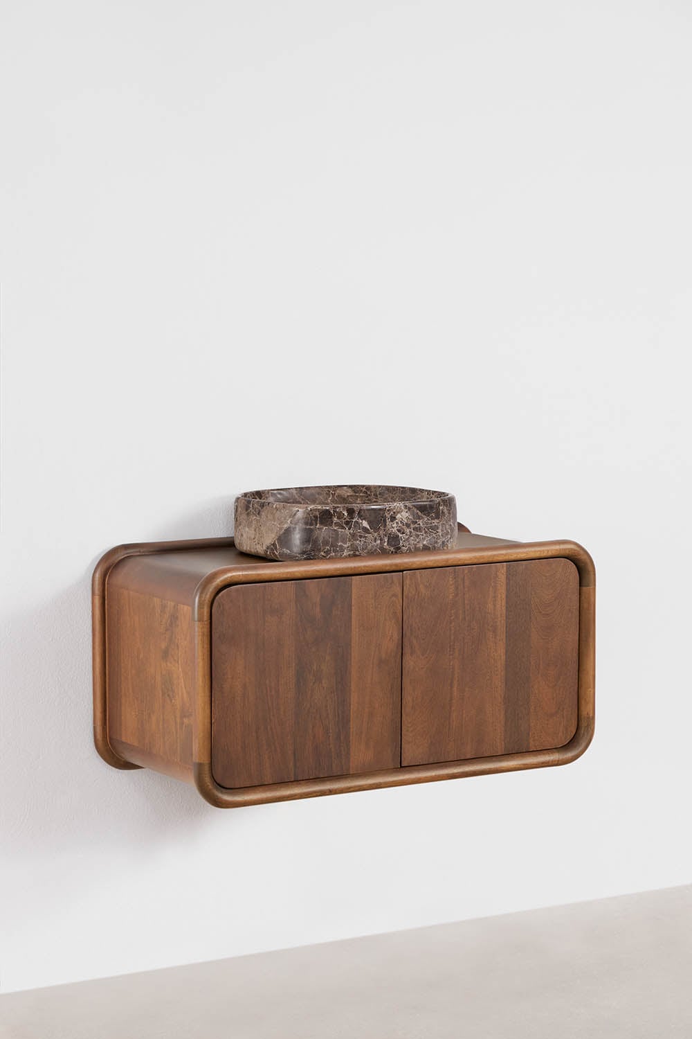 Conjunto de mueble de baño suspendido 90x45 cm en madera de mango Maupaul , imagen de galer&iacute;a 2