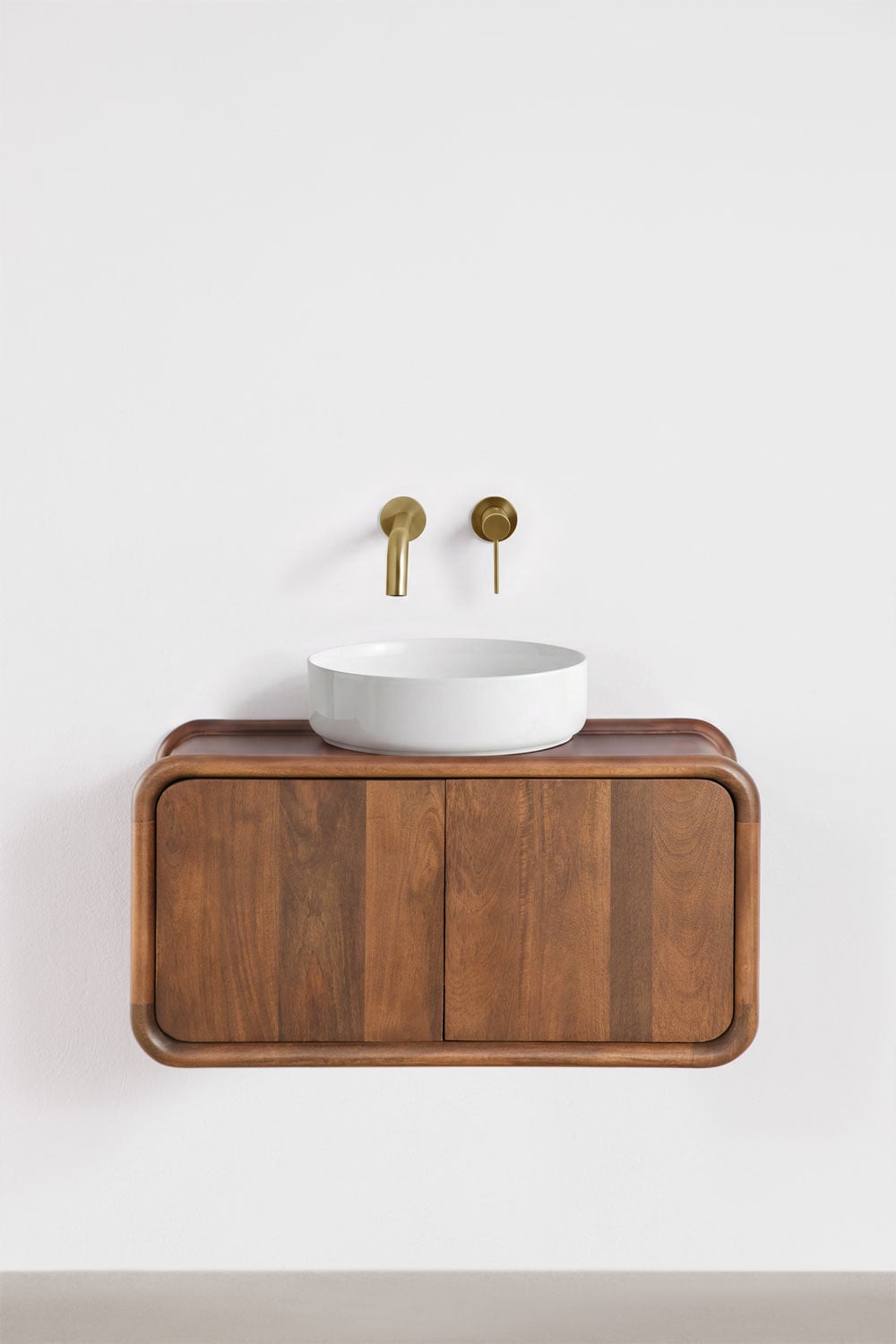 Conjunto de mueble de baño suspendido 90x45 cm en madera de mango Maupaul , imagen de galer&iacute;a 1